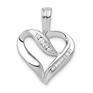 14k White Gold 1/8 carat Diamond Heart Pendant