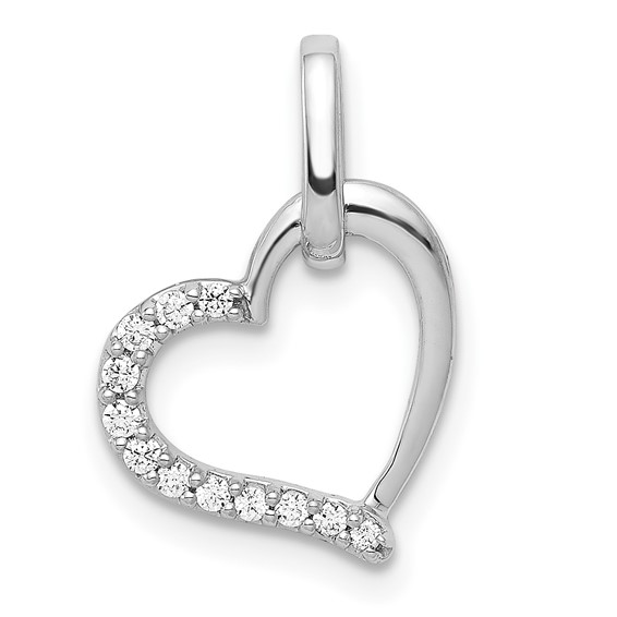 14k White Gold 1/15 carat  Diamond Heart Pendant