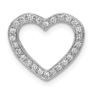 14k White Gold 1/6 carat Diamond Heart Chain Slide