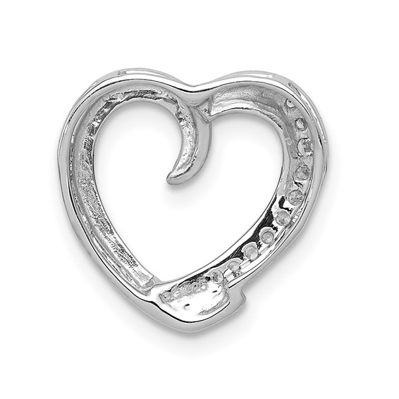 14k White Gold 1/20 carat Diamond Heart Chain Slide
