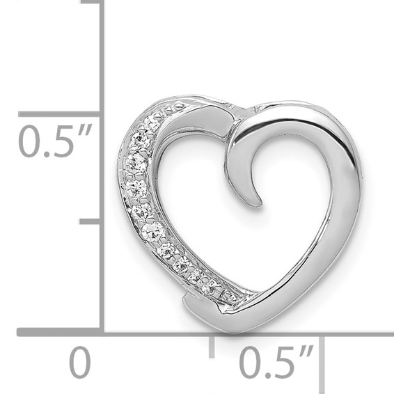 14k White Gold 1/20 carat Diamond Heart Chain Slide