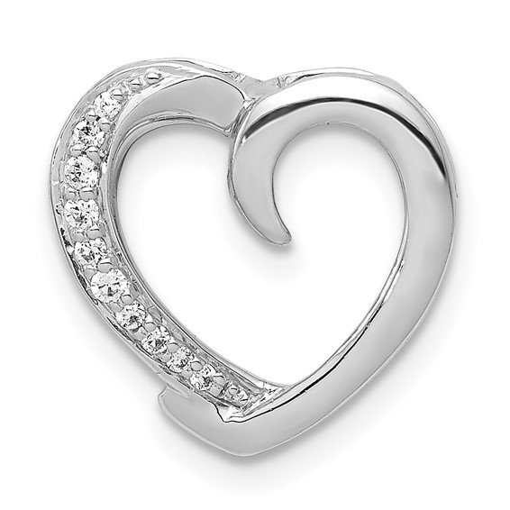 14k White Gold 1/20 carat Diamond Heart Chain Slide