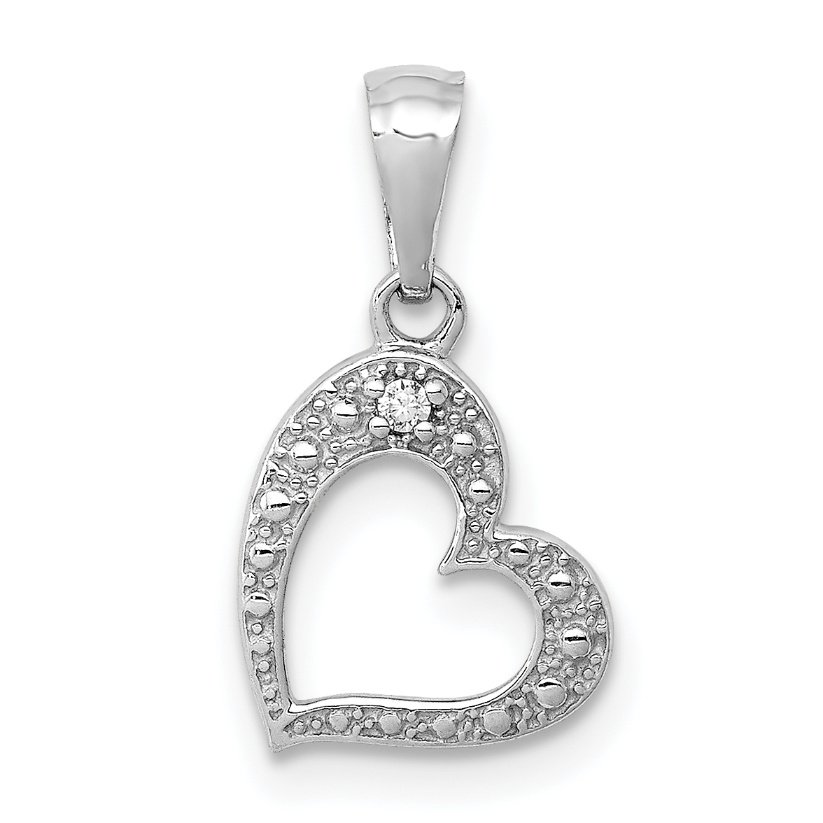 14k White Gold .01ct. Diamond Heart Pendant (PM4859-001-WA)