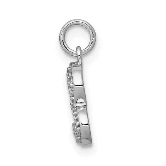 14k White Gold 1/20 carat Diamond Curved Heart Charm