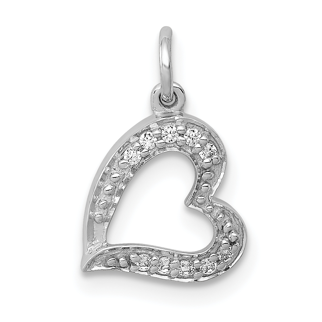 14k White Gold 1/20ct. Diamond Curved Heart Charm (PM4860-005-WA)