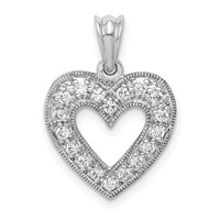 14K White Gold 0.25 Carat Lab Grown Diamond VS SI+ G+ Complete Heart Pendant view 1