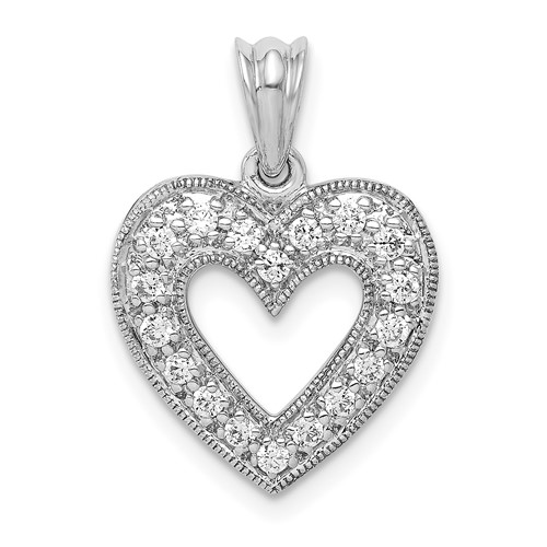 14K White Gold 0.25 Carat Lab Grown Diamond VS SI+ G+ Complete Heart Pendant