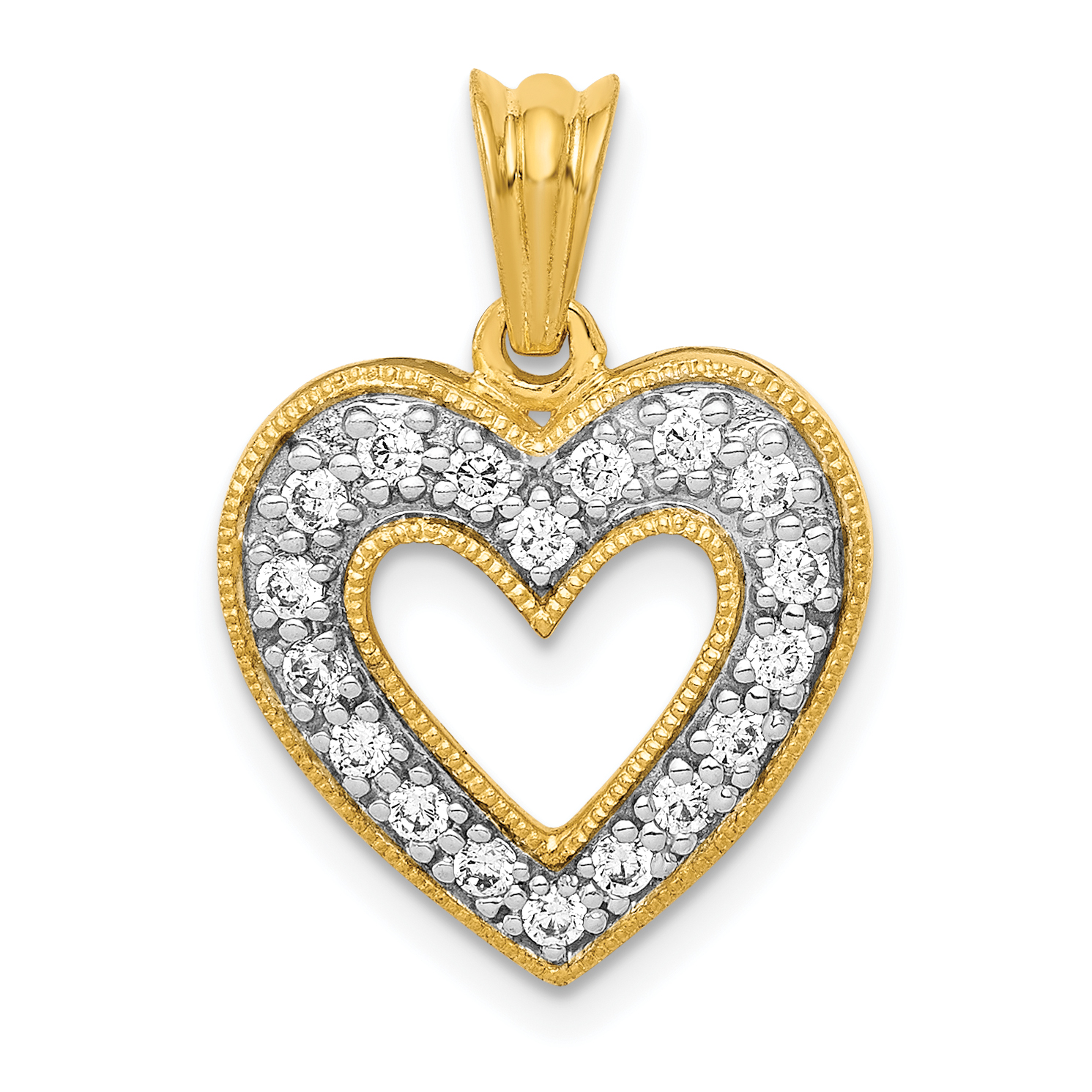 14k 1/4 carat Lab Grown Diamond VS/SI+ G+ Complete Heart Pendant (PM4861-025-YLG)
