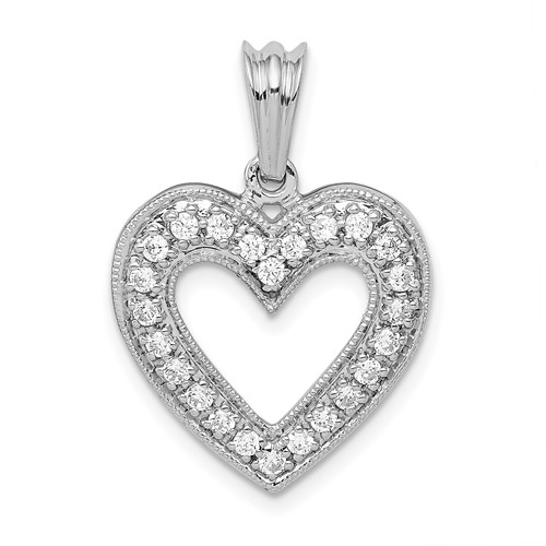14K White Gold 0.33 Carat Lab Grown Diamond VS SI+ G+ Complete Heart Pendant