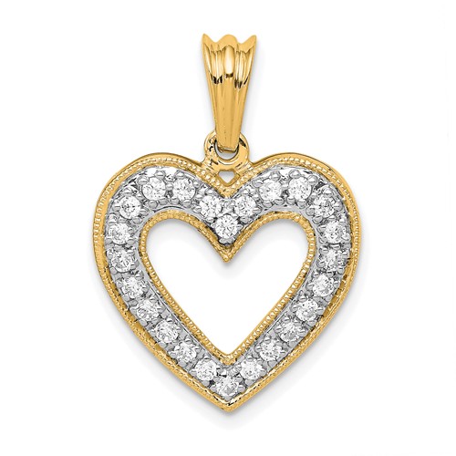14K Yellow Gold 0.33 Carat Lab Grown Diamond VS SI+ G+ Complete Heart Pendant