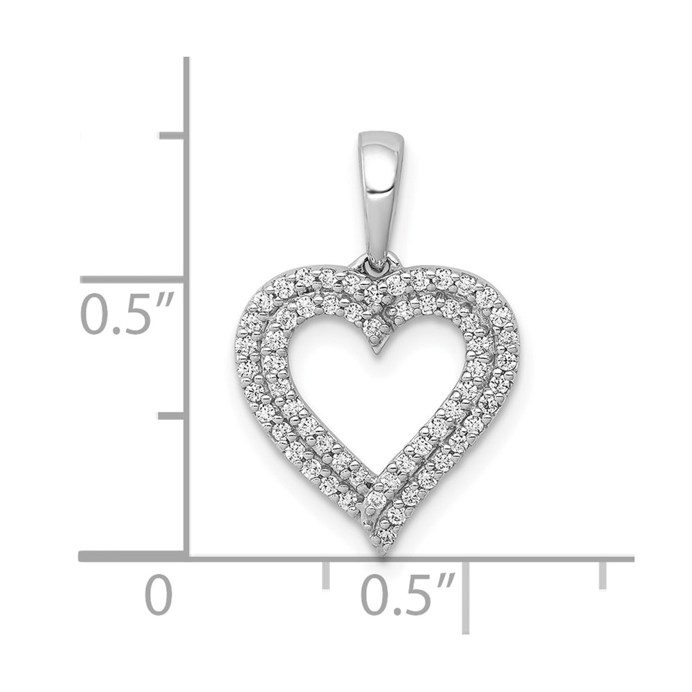 10K White Gold 1/4ct. Diamond 2-row Heart Pendant (PM4864-025-1WA)
