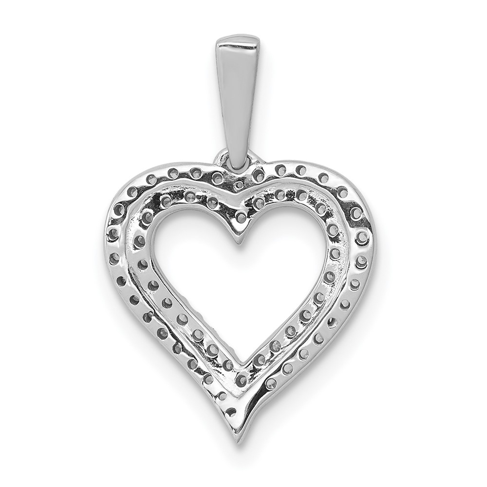 14k White Gold 1/4ctw Diamond Double Edged Heart Pendant | eBay
