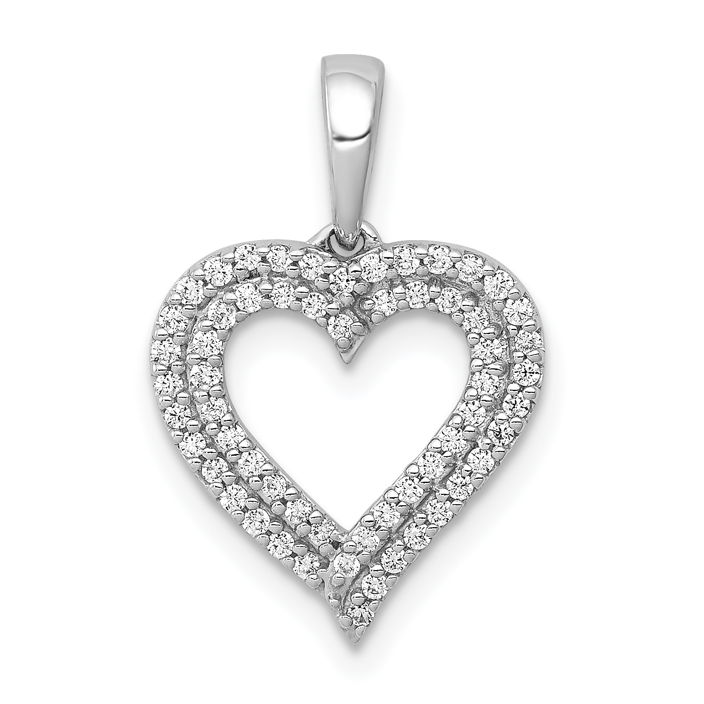 14k White Gold 1/4 carat Lab Grown Diamond VS/SI+ G+ Complete Double Row Heart Pendant (PM4864-025-WLG)