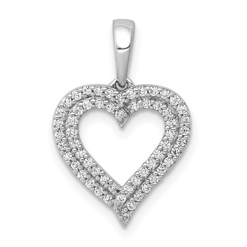 14K White Gold 0.25 Carat Lab Grown Diamond VS SI+ G+ Complete Double Row Heart Pendant
