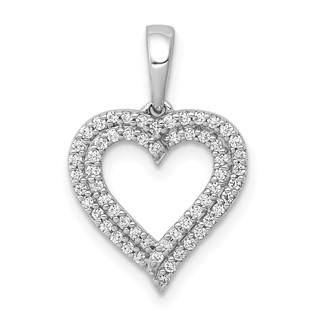 Diamond Double Row Heart Pendants