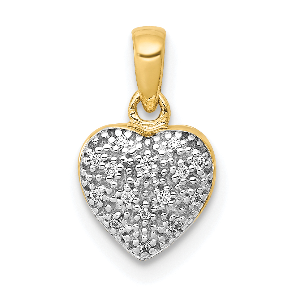 14k w/ White Rhodium Diamond Heart Pendant (PM4873-005-YA)
