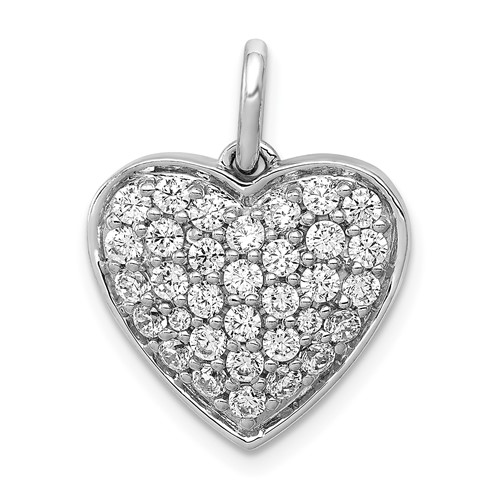 14K White Gold 1 Carat Lab Grown Diamond VS SI+ G+ Complete Cluster Heart Pendant
