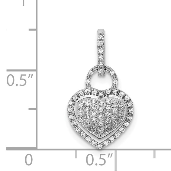 14k White Gold 1/5 carat Pave Diamond Fancy Heart Pendant