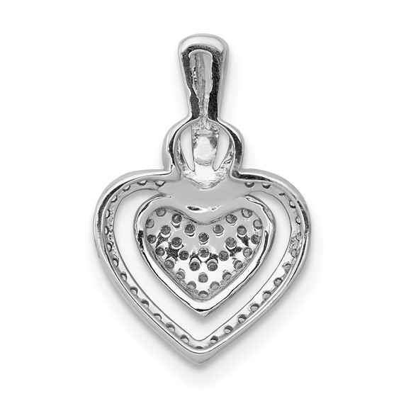 14k White Gold 1/5 carat Pave Diamond Fancy Double Heart Chain Slide