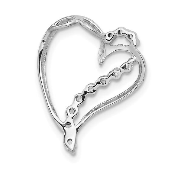 14k White Gold 1/6 carat Diamond Heart Chain Slide
