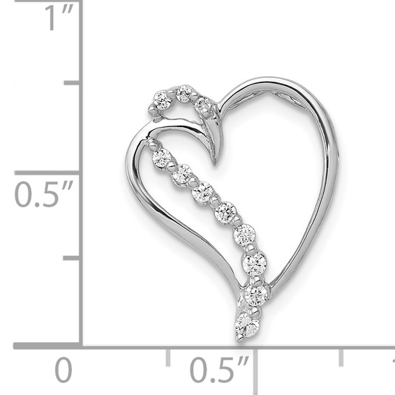 14k White Gold 1/6 carat Diamond Heart Chain Slide