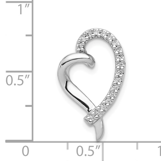 14k White Gold 1/10 carat Diamond Curved Heart Chain Slide