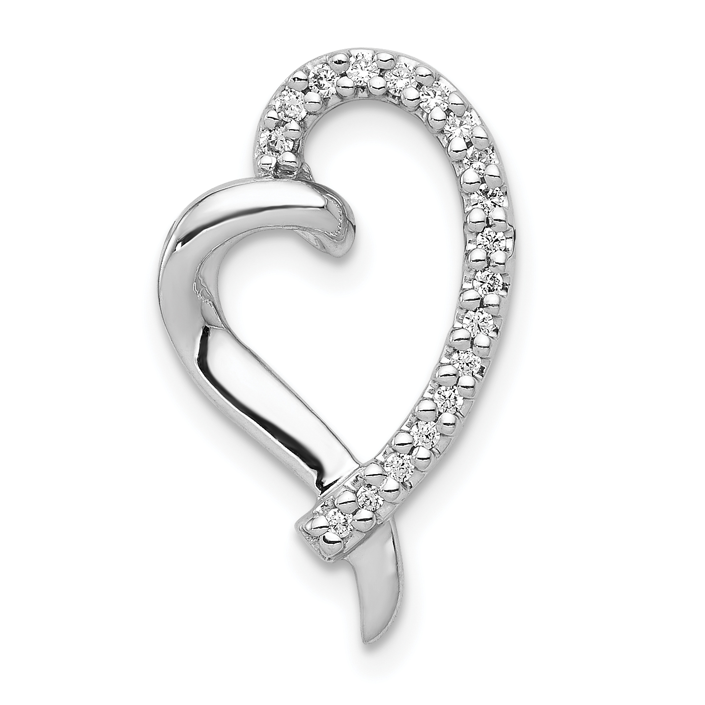 14k White Gold 1/10ct. Diamond Heart Chain Slide (PM4893-010-WA)