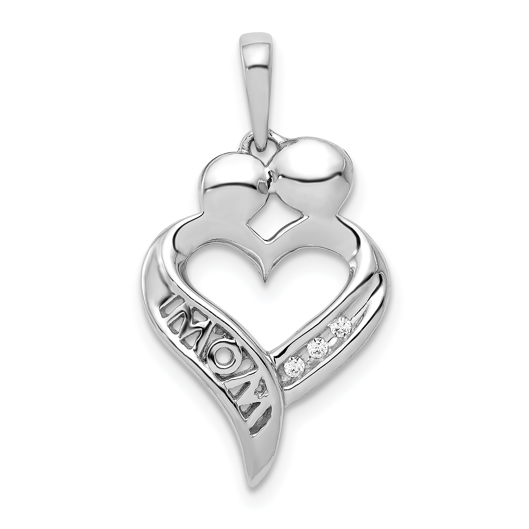 14k White Gold Diamond MOM Heart Pendant (PM4895-002-WA)