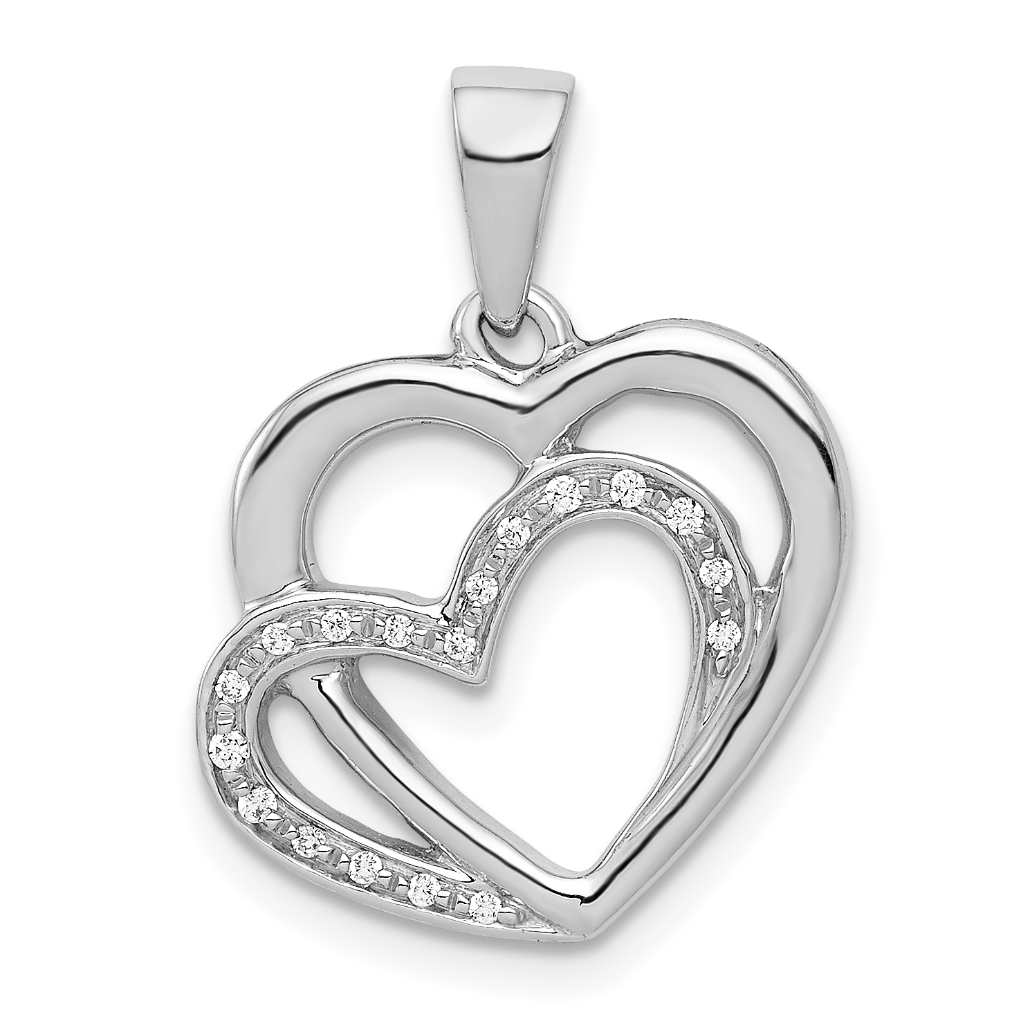 14k White Gold Diamond Entwined Hearts Pendant (PM4902-005-WA)