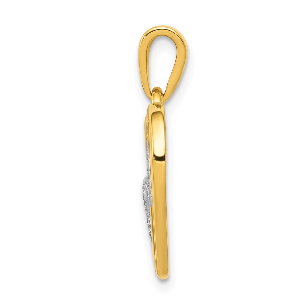 14k Yellow Gold w/Rhodium Diamond Entwined Hearts Pendant (PM4902-005-YA)