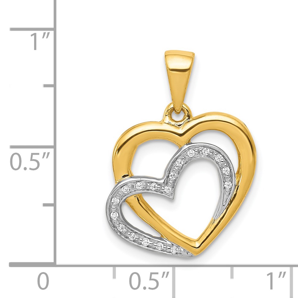 14k Yellow Gold w/Rhodium Diamond Entwined Hearts Pendant (PM4902-005-YA)