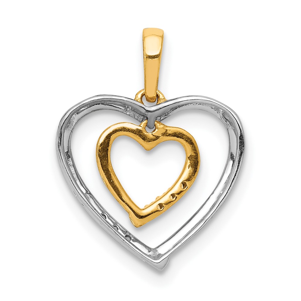 10Kt White w/ Yellow Gold Heart Charm Diamond Heart Pendant (PM4903-003-1WYA)