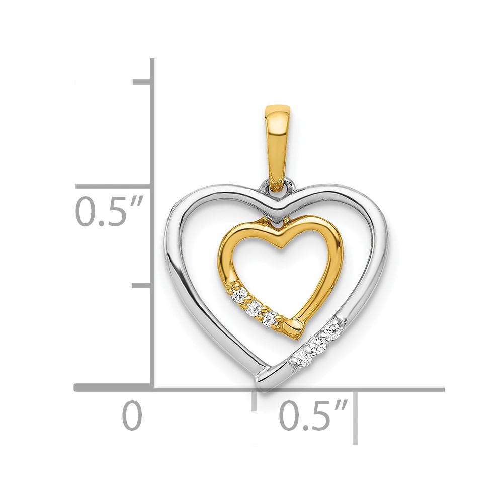 10Kt White w/ Yellow Gold Heart Charm Diamond Heart Pendant (PM4903-003-1WYA)