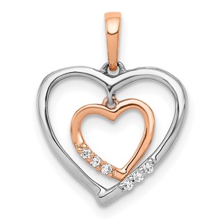 Gold Double Heart Diamond Pendant