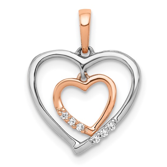 Gold Double Heart Diamond Pendant