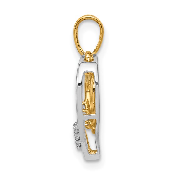 Gold Double Heart Diamond Pendant