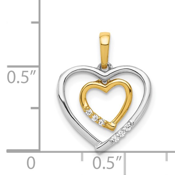 Gold Double Heart Diamond Pendant