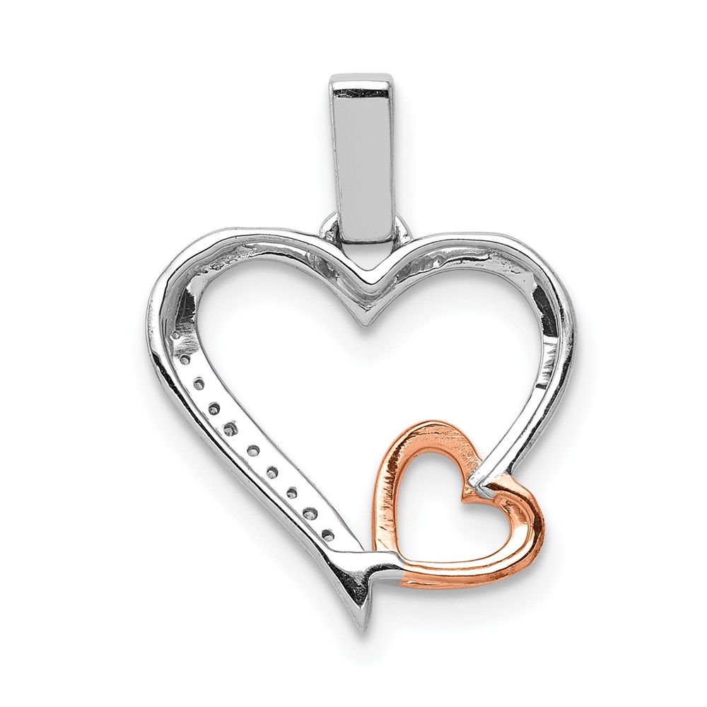 14k White and Rose Gold 1/20ct. Diamond Double Hearts Pendant (PM4905-005-WRA)