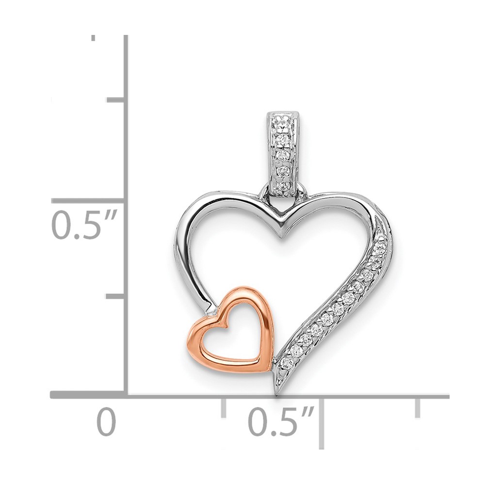 14k White and Rose Gold 1/20ct. Diamond Double Hearts Pendant (PM4905-005-WRA)