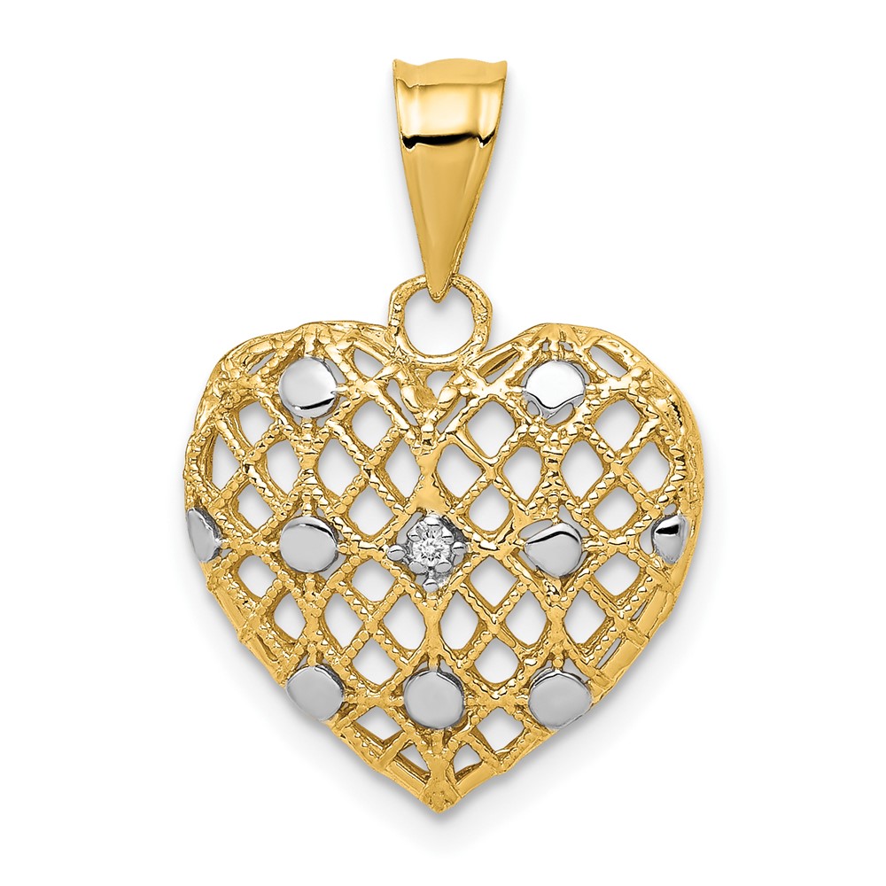 10k and White Rhodium 1/2pt Diamond Heart Pendant (PM4910-001-1YA)