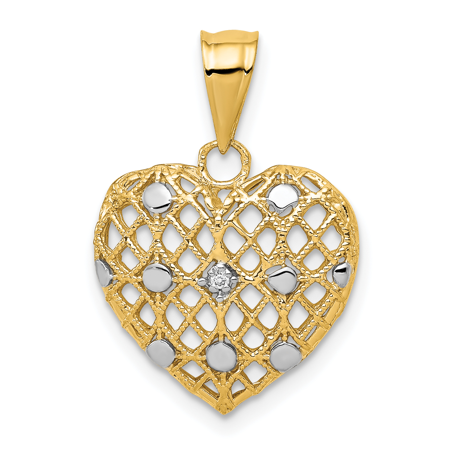 14k and White Rhodium 1/2pt Diamond Heart Pendant (PM4910-001-YA)