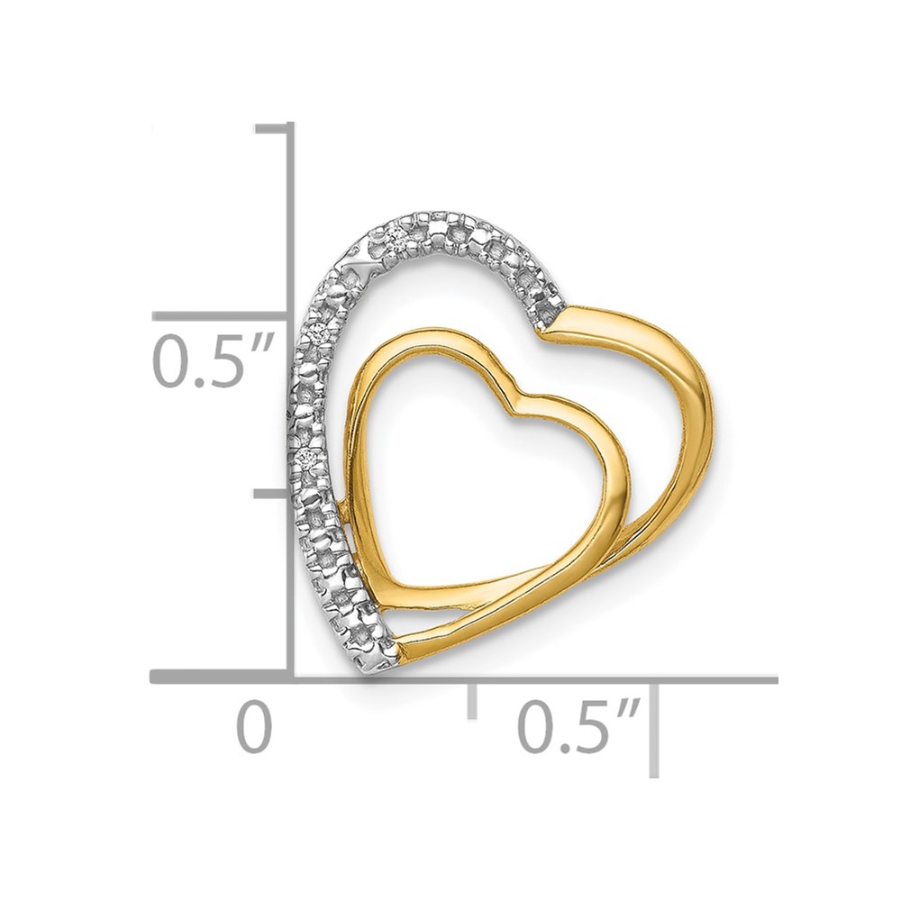 10k .01ct. Diamond Double Heart Chain Slide (PM4911-001-1YA)