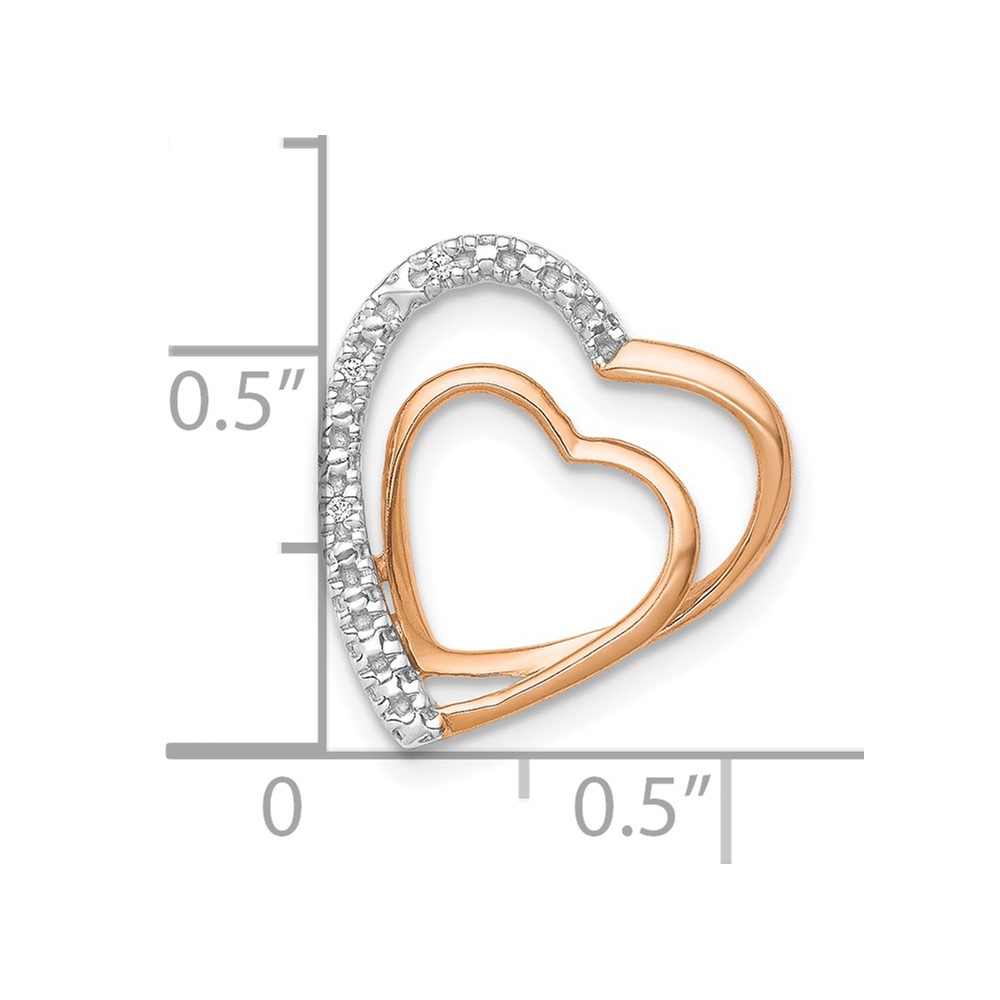 14k Rose Gold .01ct. Diamond Double Heart Chain Slide (PM4911-001-RA)