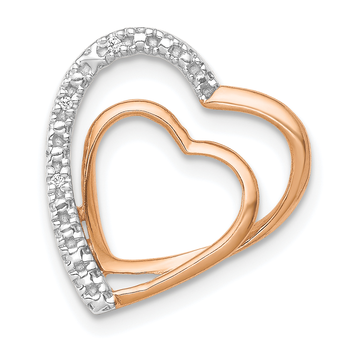 14k Rose Gold .01ct. Diamond Double Heart Chain Slide (PM4911-001-RA)