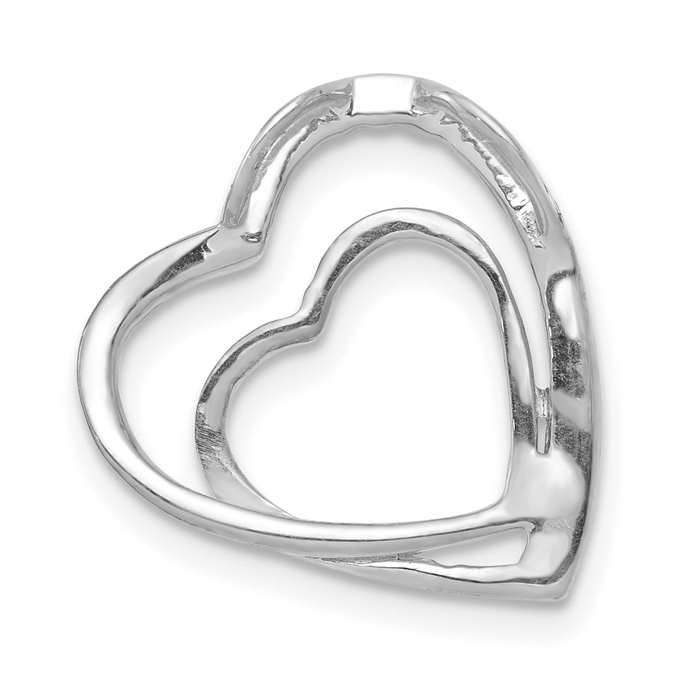 14k White Gold .01ct. Diamond Double Heart Chain Slide (PM4911-001-WA)