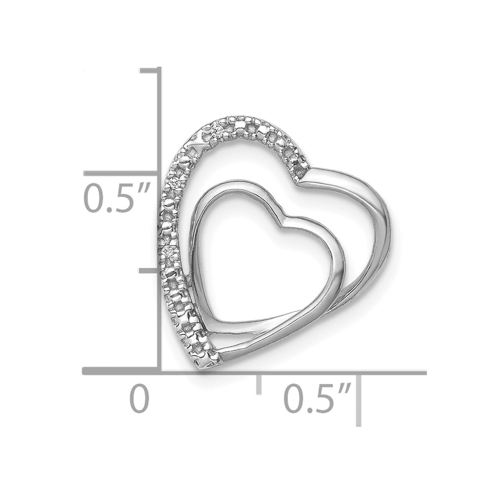 14k White Gold .01ct. Diamond Double Heart Chain Slide (PM4911-001-WA)