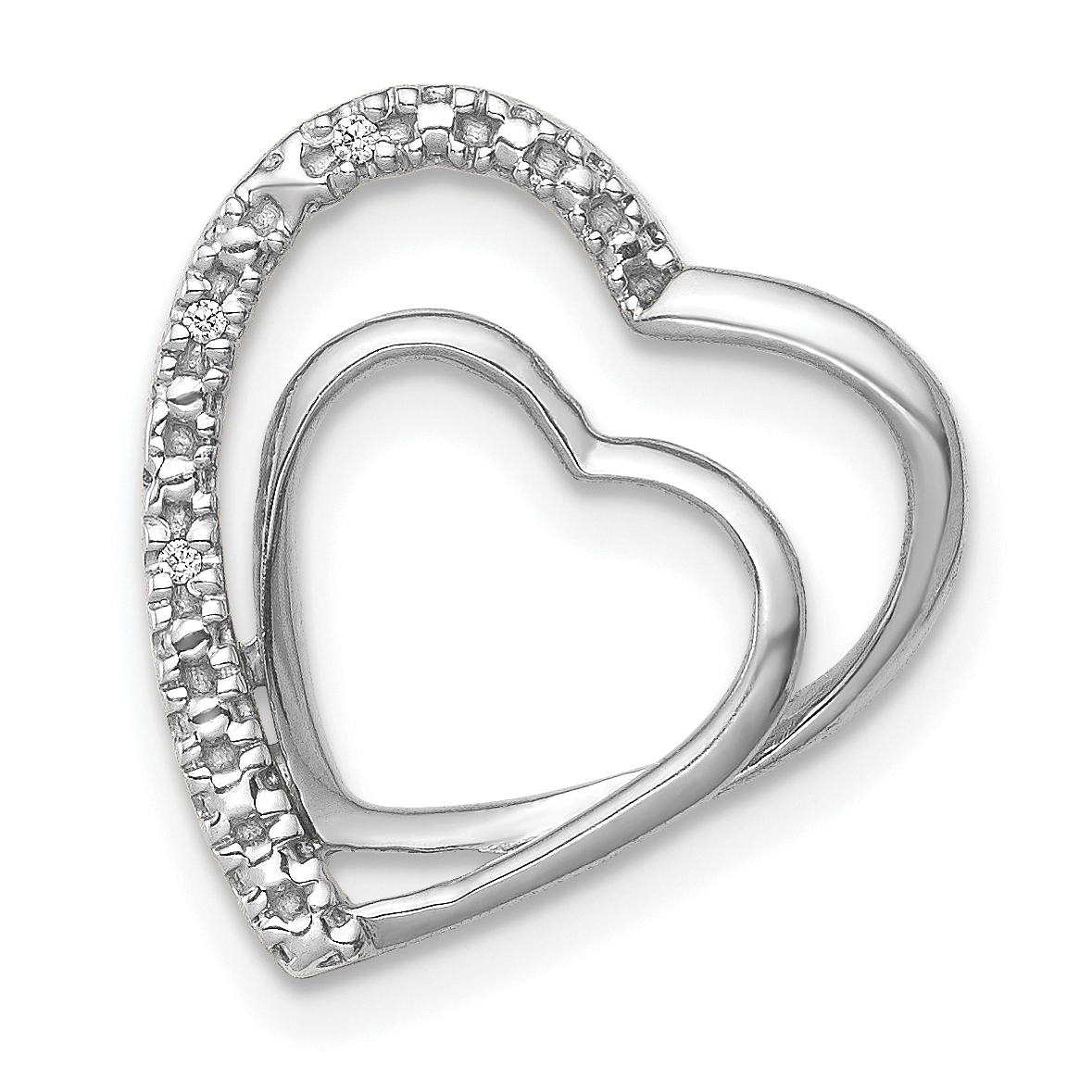 14k White Gold .01ct. Diamond Double Heart Chain Slide (PM4911-001-WA)