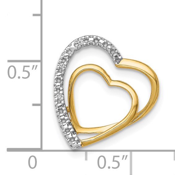 Gold Double Heart Diamond Chain Slide