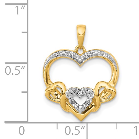Gold Hearts with Diamonds Pendant