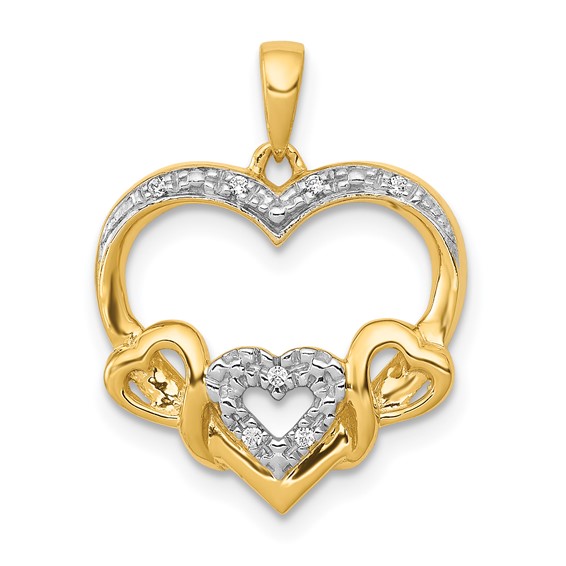 Gold Hearts with Diamonds Pendant